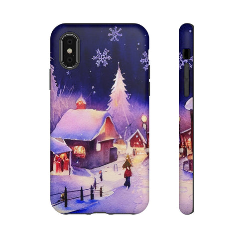 Christmas Homes in the Snow - Impact Resistant Phone Case iPhone X Matte